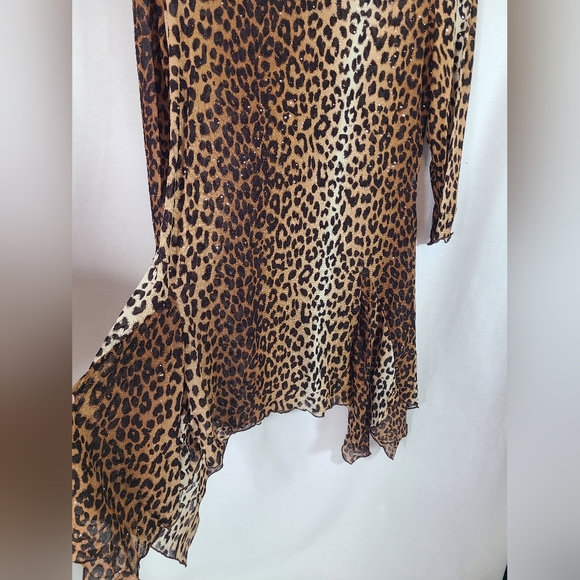 Kaktus sheer leopard print long top- Size large women's- Y2K - Picture 2 of 9